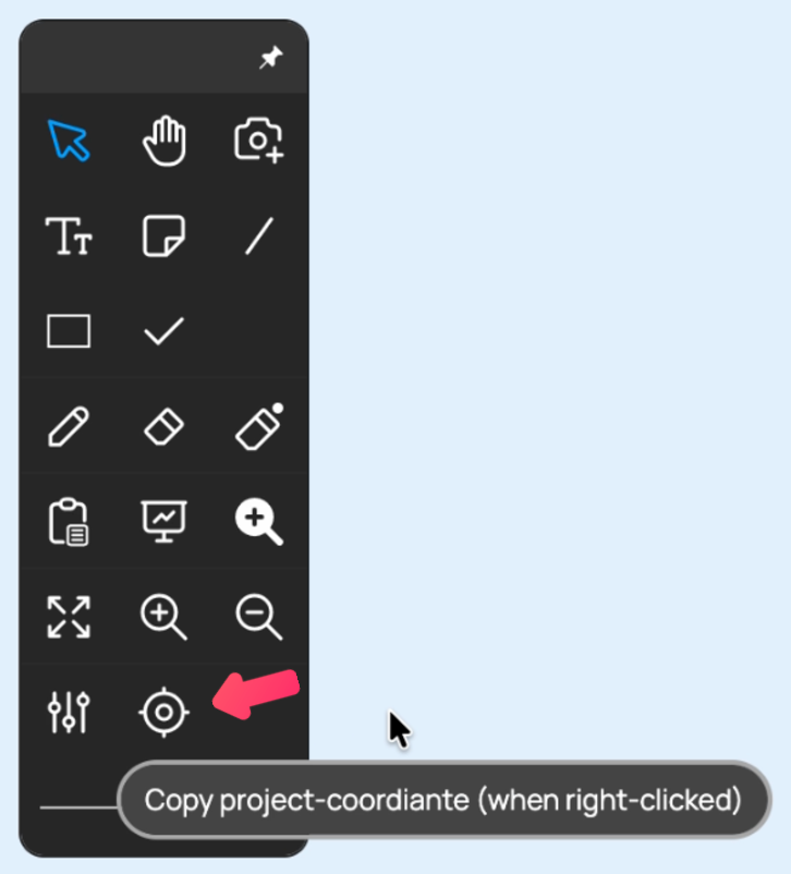 Copy project-coordinate button in the Quick Menu
